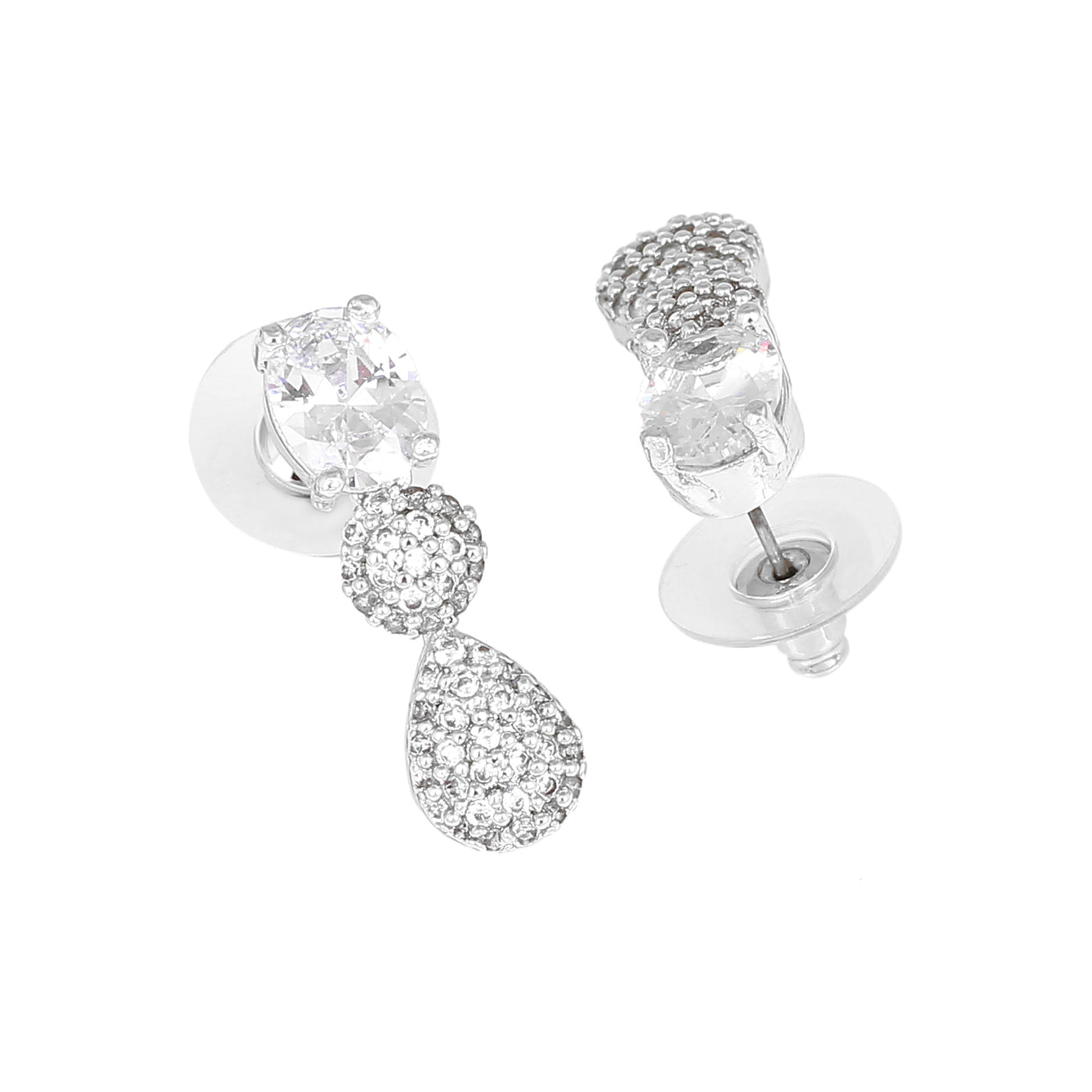 Estele Rhodium Plated CZ Charming Earrings for Women