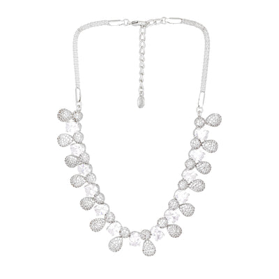 Estele Rhodium Plated CZ Shimmering Necklace Set for Girls & Women's