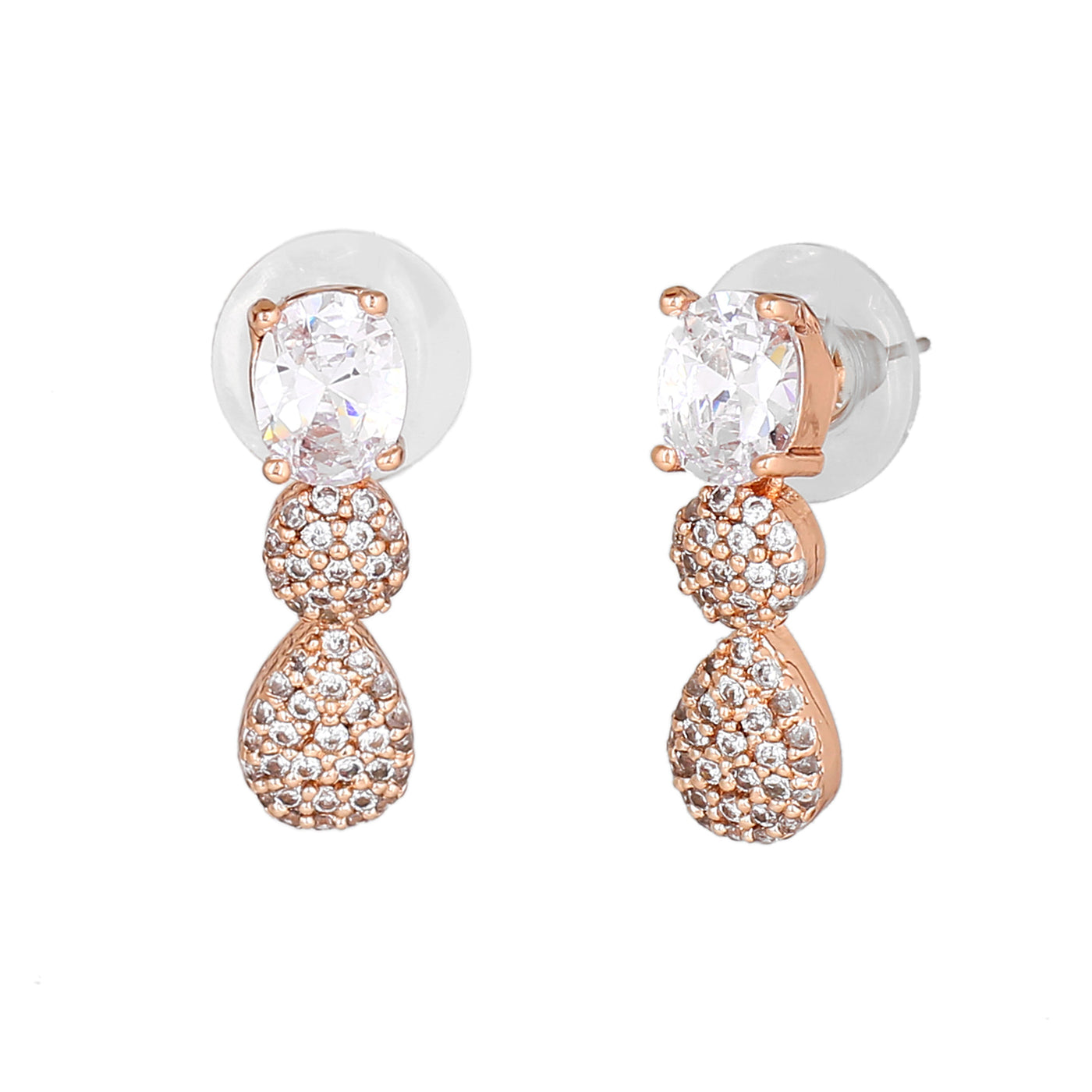 Estele Rose Gold Plated CZ Sparkling Earrings for Women