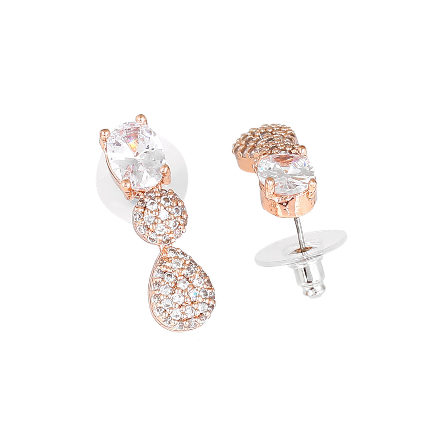 Estele Rose Gold Plated CZ Sparkling Earrings for Women