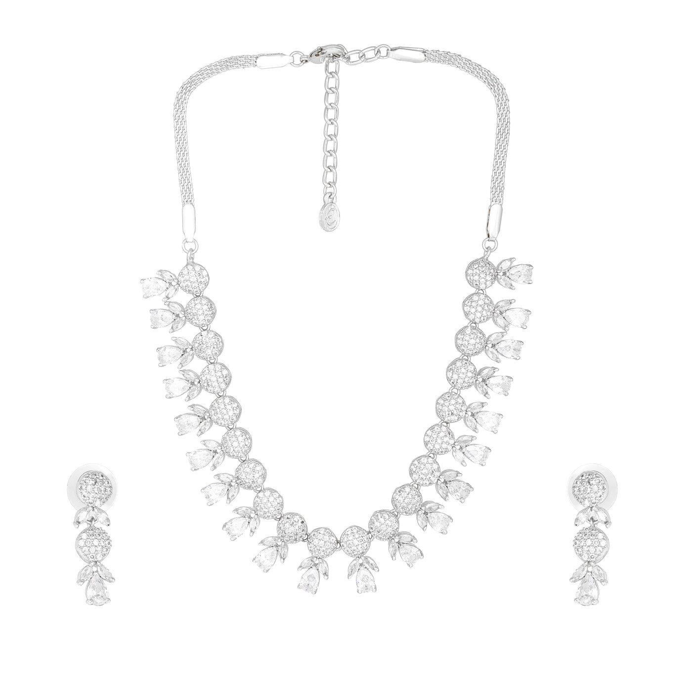 Estele Rhodium Plated CZ Beautiful Necklace Set for Women