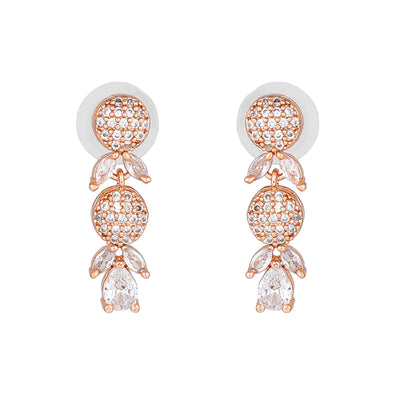 Estele Rose Gold Plated CZ Twinkling Drop Earrings for Women