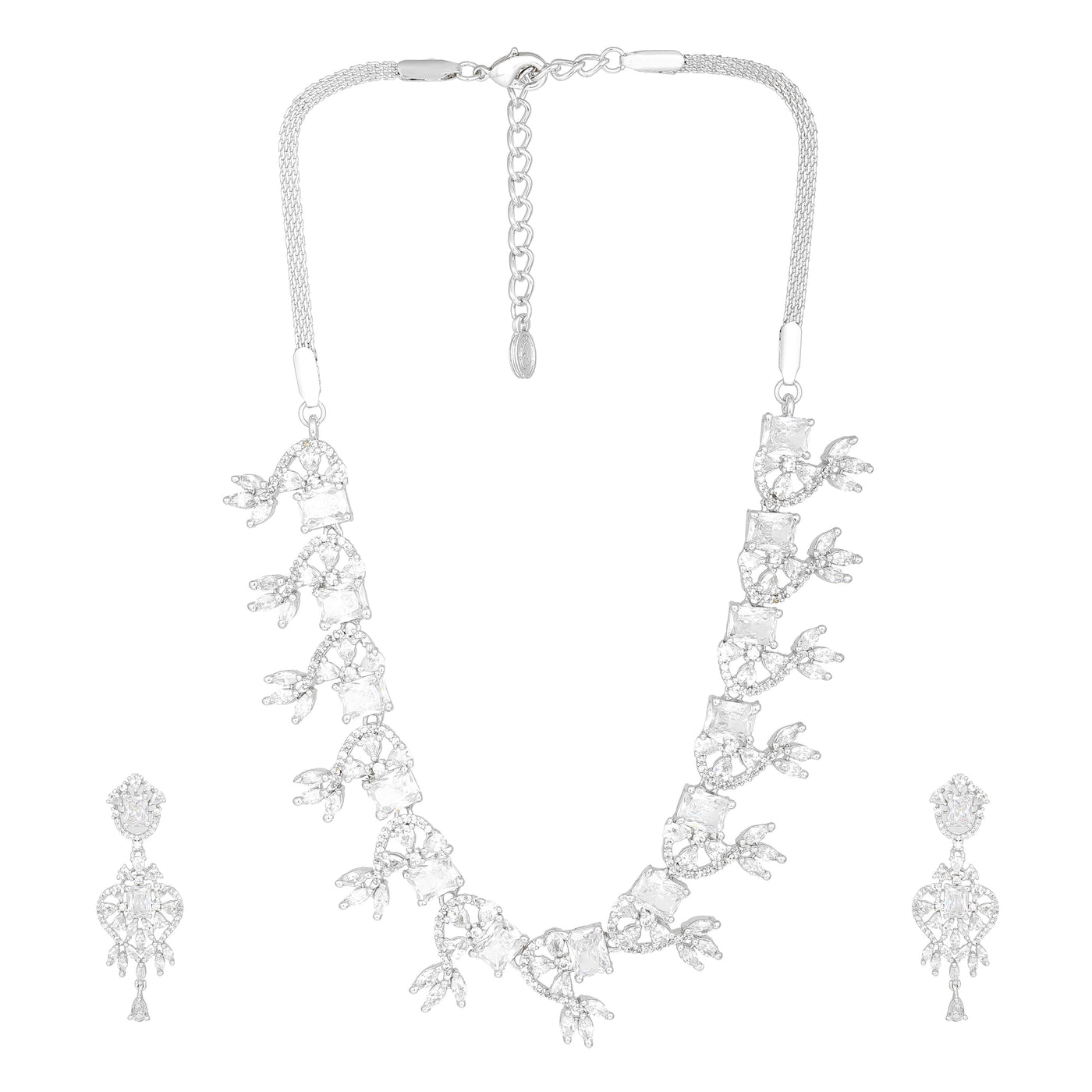 Estele Rhodium Plated CZ Magnificent Designer Necklace Set for Women