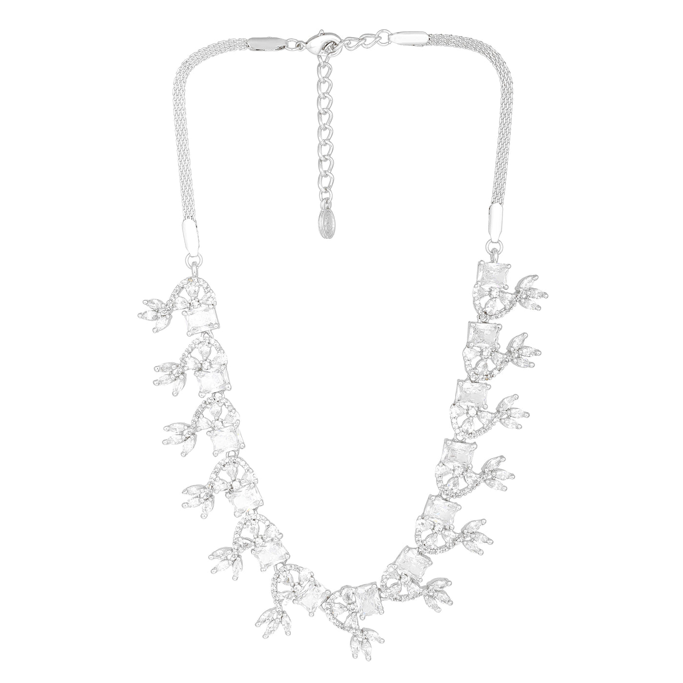 Estele Rhodium Plated CZ Magnificent Designer Necklace Set for Women