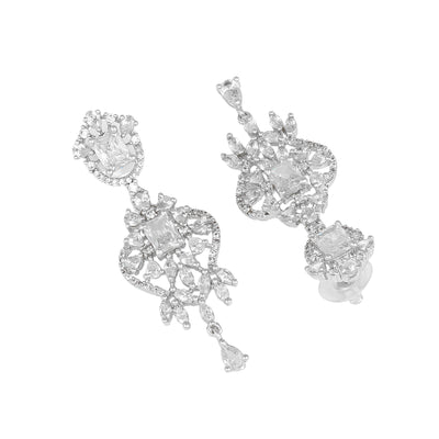 Estele Rhodium Plated CZ Magnificent Designer Necklace Set for Women