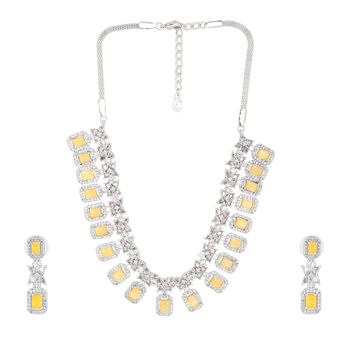 Estele Rhodium Plated CZ Fascinating Necklace Set for Women