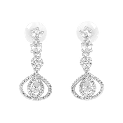 Estele Rhodium Plated CZ Dazzling Designer Earrings for Women