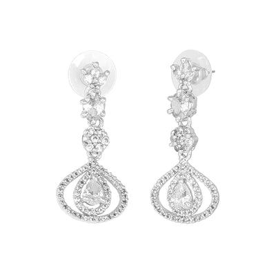 Estele Rhodium Plated CZ Dazzling Designer Earrings for Women