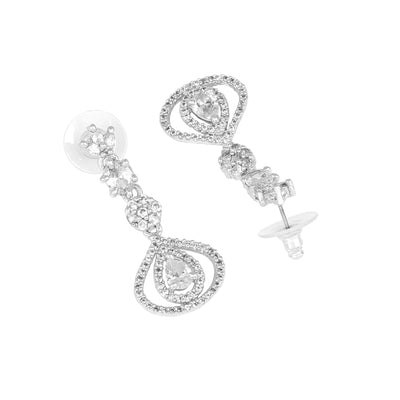 Estele Rhodium Plated CZ Dazzling Designer Earrings for Women