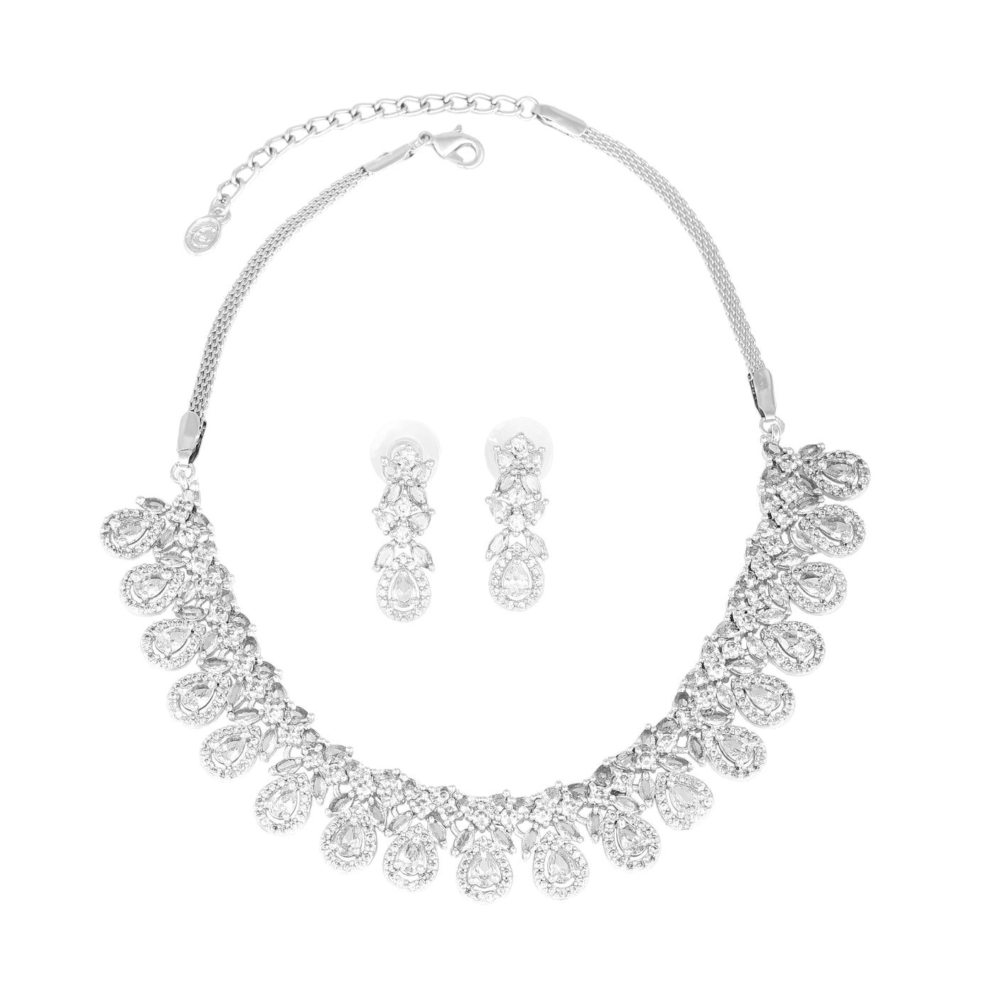 Estele Rhodium Plated CZ Ravishing Necklace Set for Women