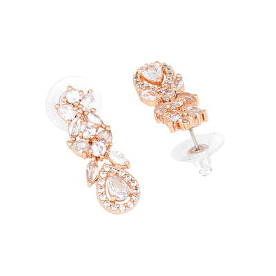 Estele Rose Gold Plated CZ Scintillating Drop Earrings for Women