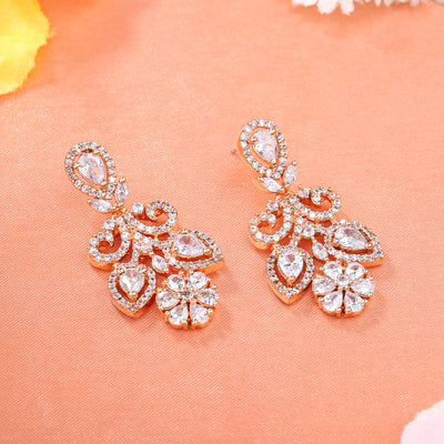 Estele Rose Gold Plated CZ Marvelous Earrings for Women