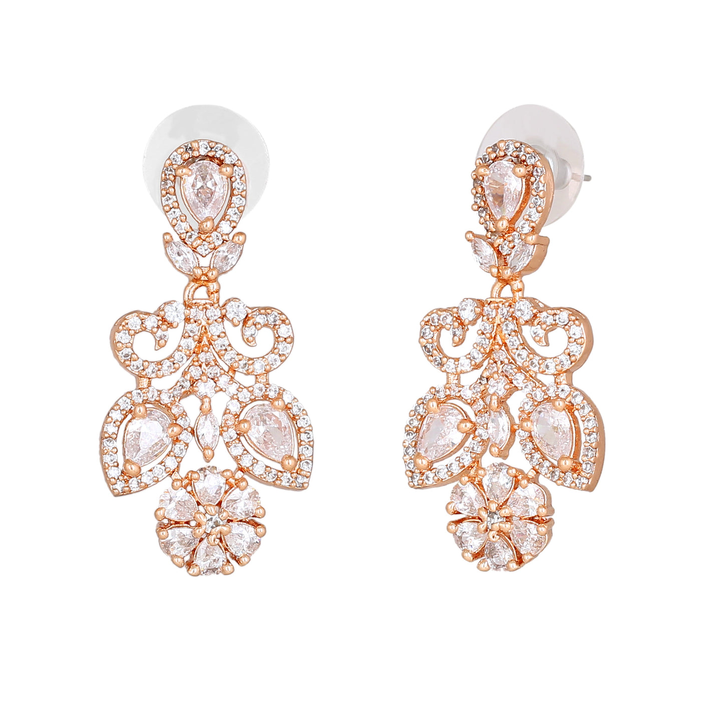 Estele Rose Gold Plated CZ Marvelous Earrings for Women