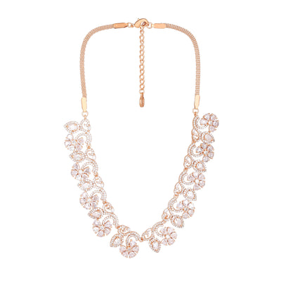 Estele Rose Gold Plated CZ Fascinating Necklace Set for Women