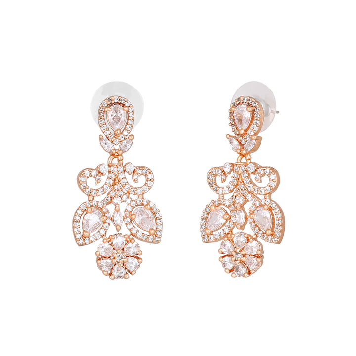 Estele Rose Gold Plated CZ Fascinating Necklace Set for Women