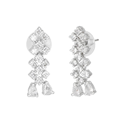 Estele Rhodium Plated CZ Sparkling Earrings for Women