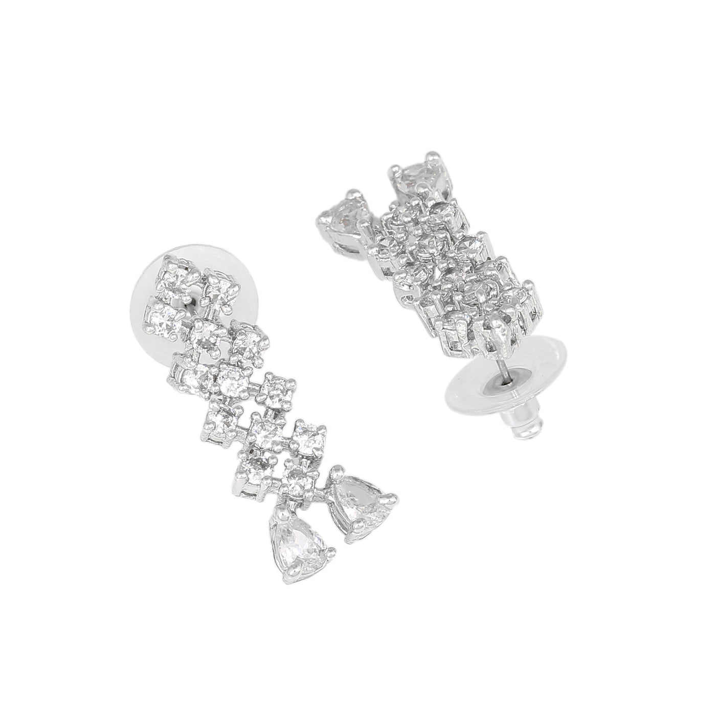 Estele Rhodium Plated CZ Sparkling Earrings for Women