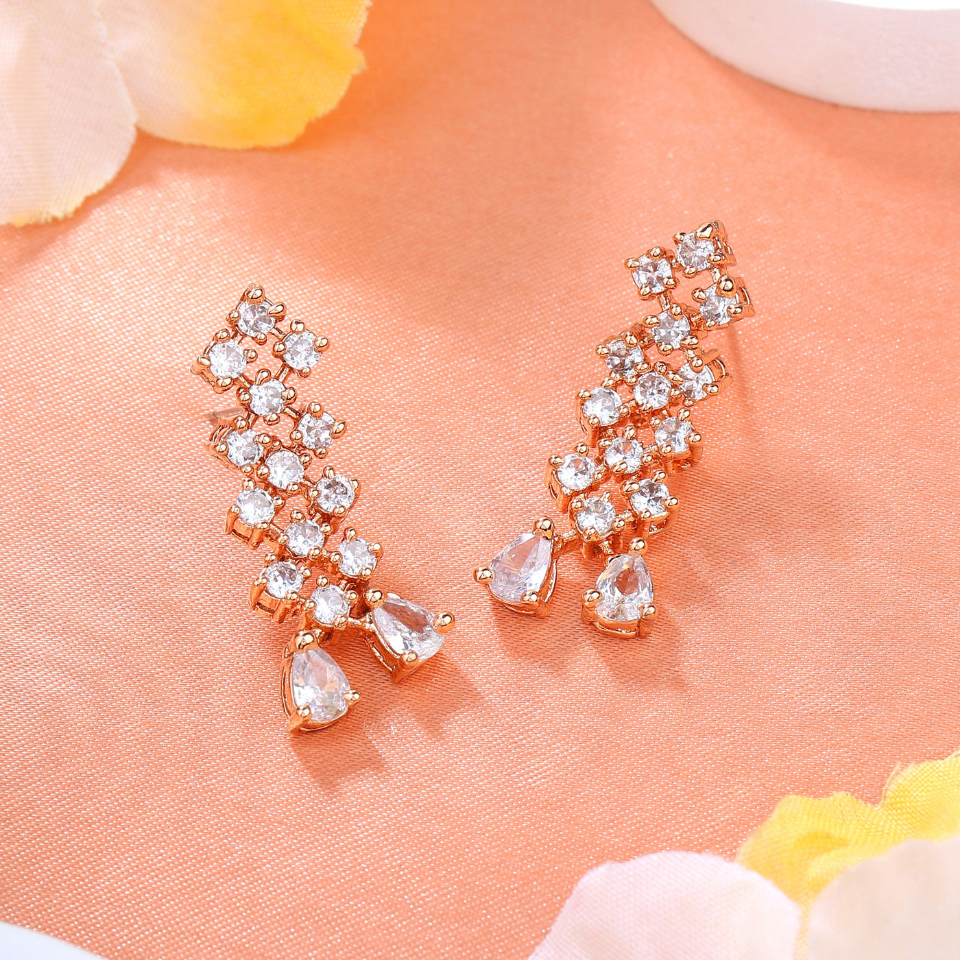 Estele Rose Gold Plated CZ Sparkling Earrings for Women