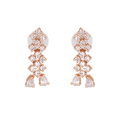 Estele Rose Gold Plated CZ Sparkling Earrings for Women