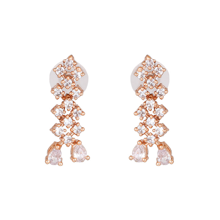 Estele Rose Gold Plated CZ Shimmering Necklace Set for Women