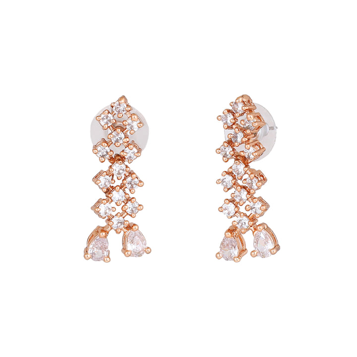 Estele Rose Gold Plated CZ Shimmering Necklace Set for Women