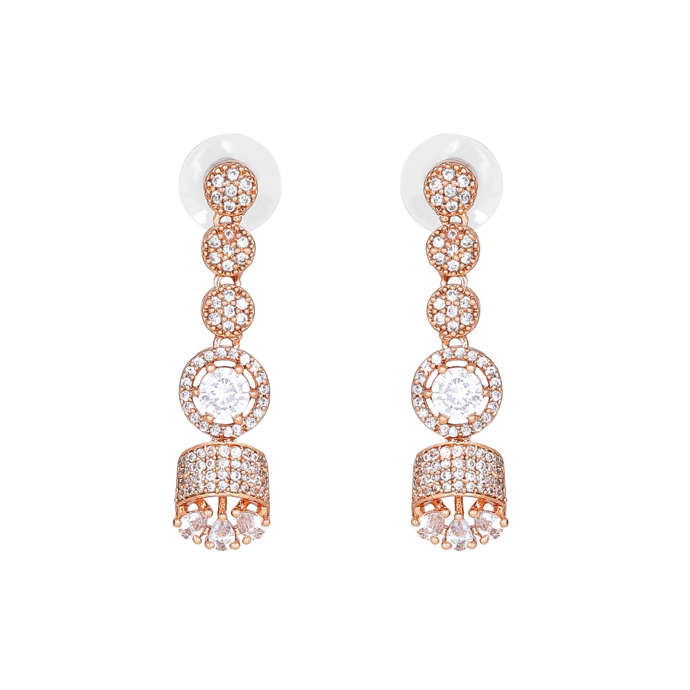 Estele Rose Gold Plated CZ Fascinating Designer Drop Earrings for Women