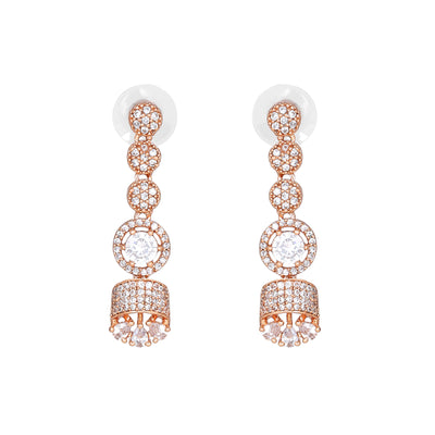 Estele Rose Gold Plated CZ Fascinating Designer Drop Earrings for Women