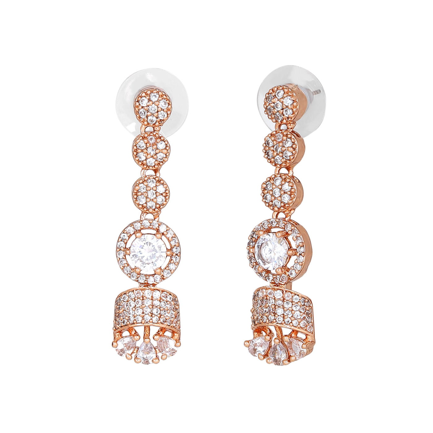 Estele Rose Gold Plated CZ Fascinating Designer Drop Earrings for Women