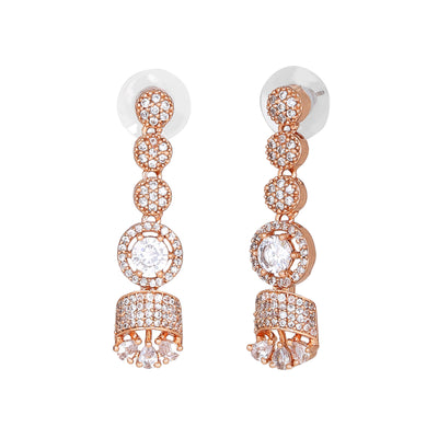 Estele Rose Gold Plated CZ Fascinating Designer Drop Earrings for Women