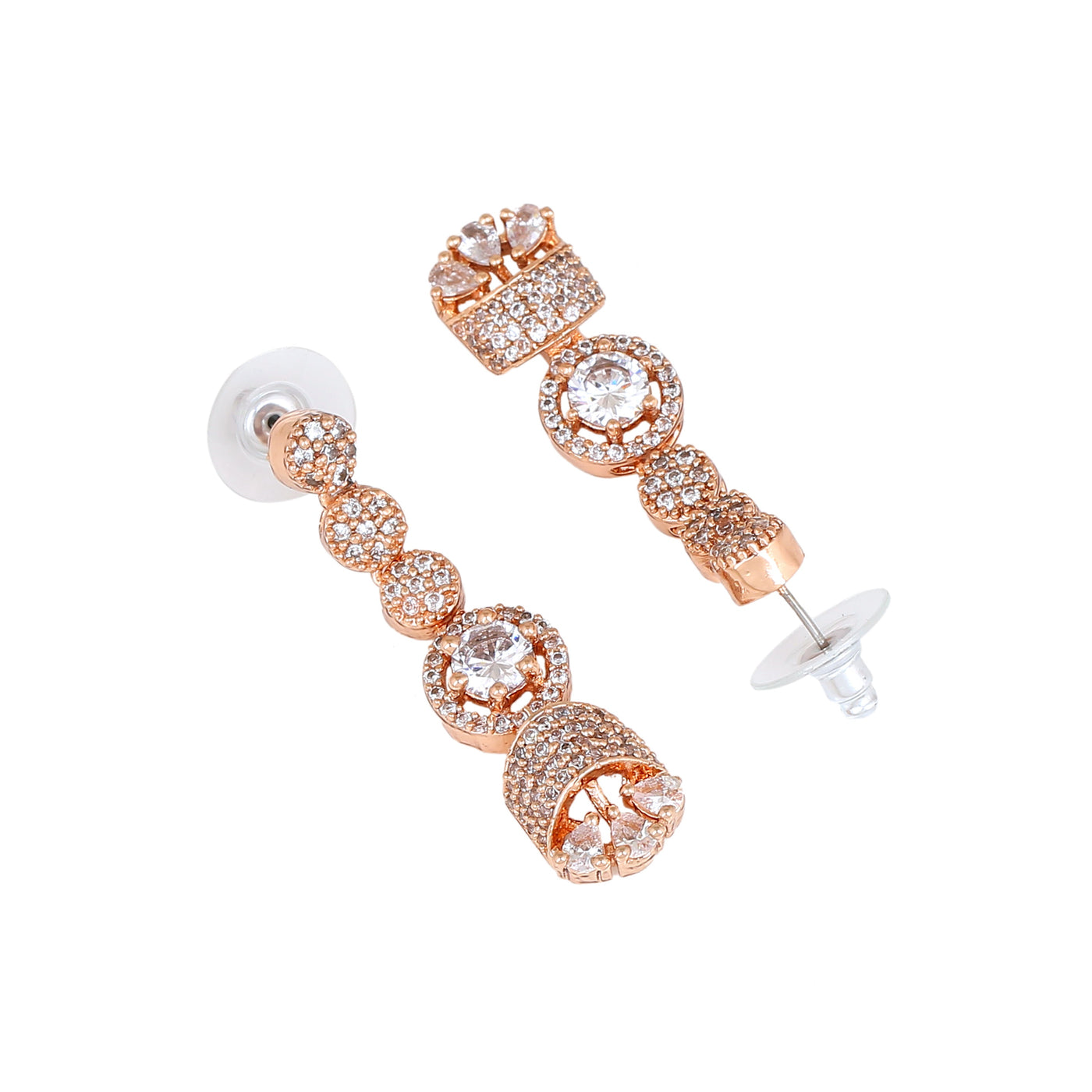 Estele Rose Gold Plated CZ Fascinating Designer Drop Earrings for Women