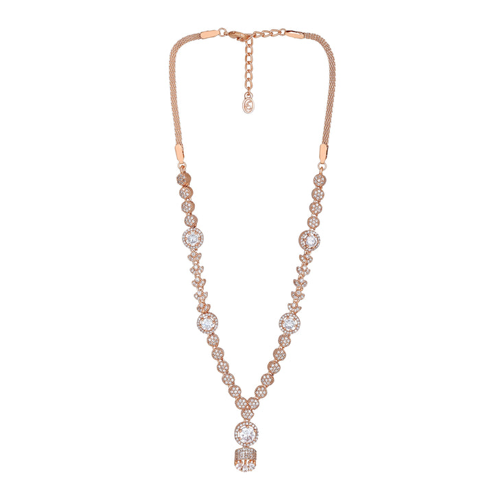 Estele Rose Gold Plated CZ Exquisite Necklace Set for Women