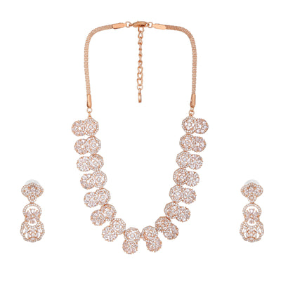 Estele Rose Gold Plated CZ Magnificent Designer Necklace Set for Women