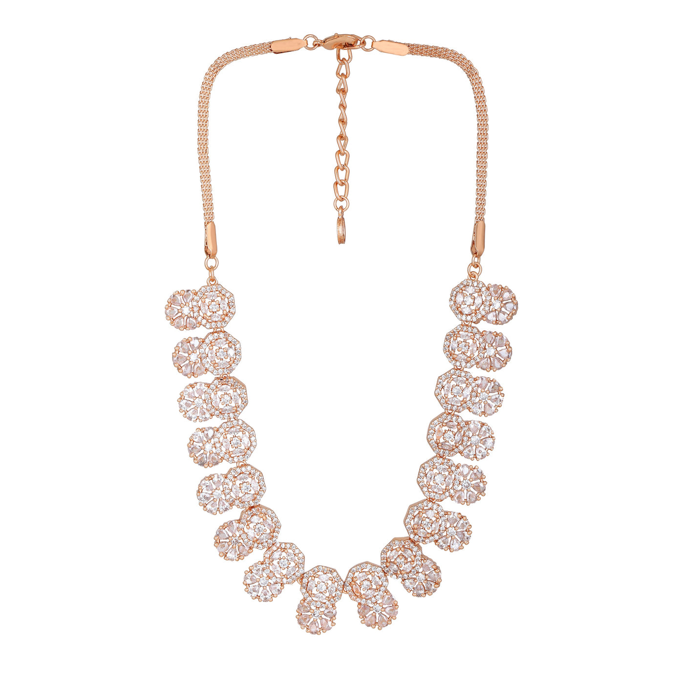 Estele Rose Gold Plated CZ Magnificent Designer Necklace Set for Women