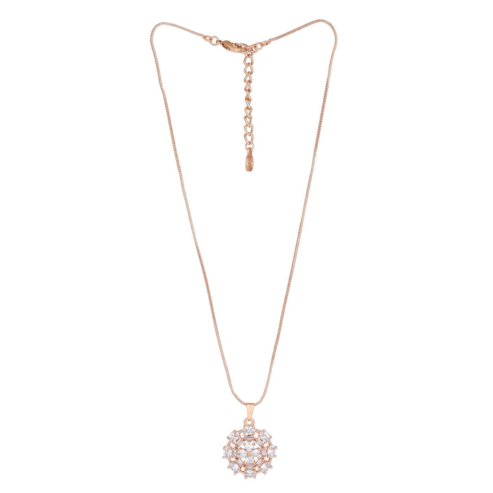 Estele Rose Gold Plated CZ Floret Designer Pendant Set for Women