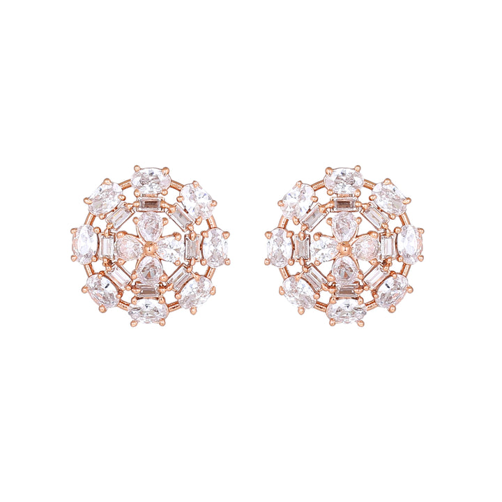 Estele Rose Gold Plated CZ Floret Designer Pendant Set for Women