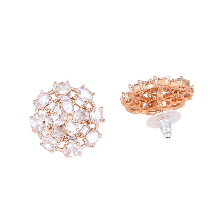 Estele Rose Gold Plated CZ Floret Designer Pendant Set for Women