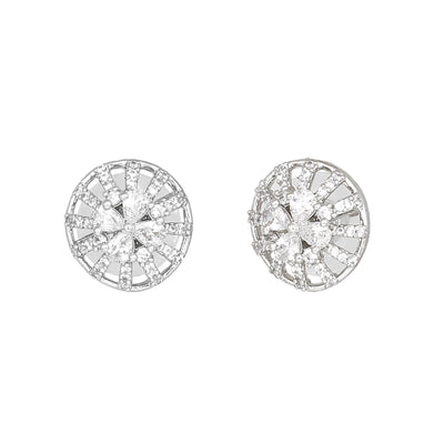 Estele Rhodium Plated CZ Twinkling Stud Earrings for Women