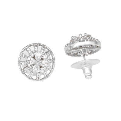 Estele Rhodium Plated CZ Twinkling Stud Earrings for Women