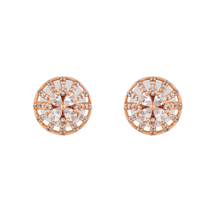Estele Rose Gold Plated CZ Twinkling Stud Earrings for Women