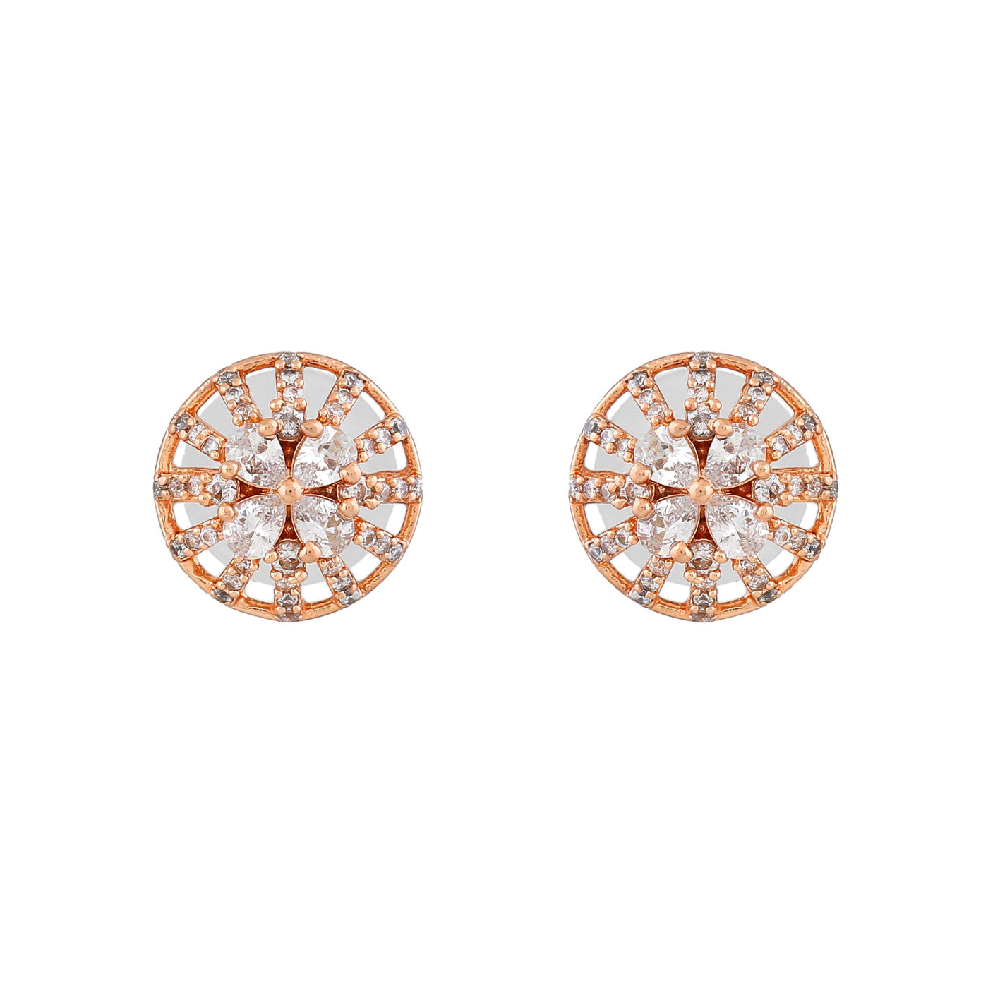 Estele Rose Gold Plated CZ Twinkling Stud Earrings for Women