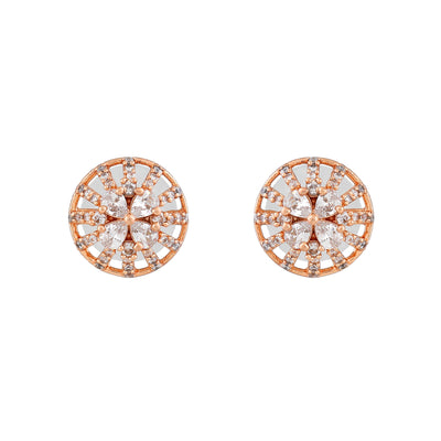 Estele Rose Gold Plated CZ Twinkling Stud Earrings for Women