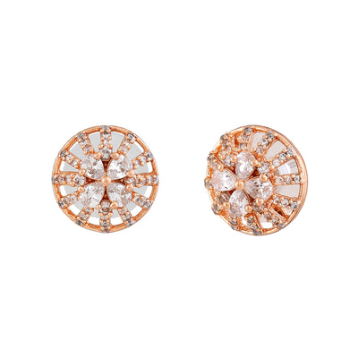 Estele Rose Gold Plated CZ Twinkling Stud Earrings for Women