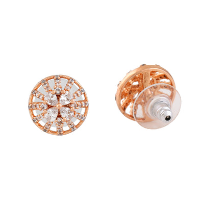 Estele Rose Gold Plated CZ Twinkling Stud Earrings for Women