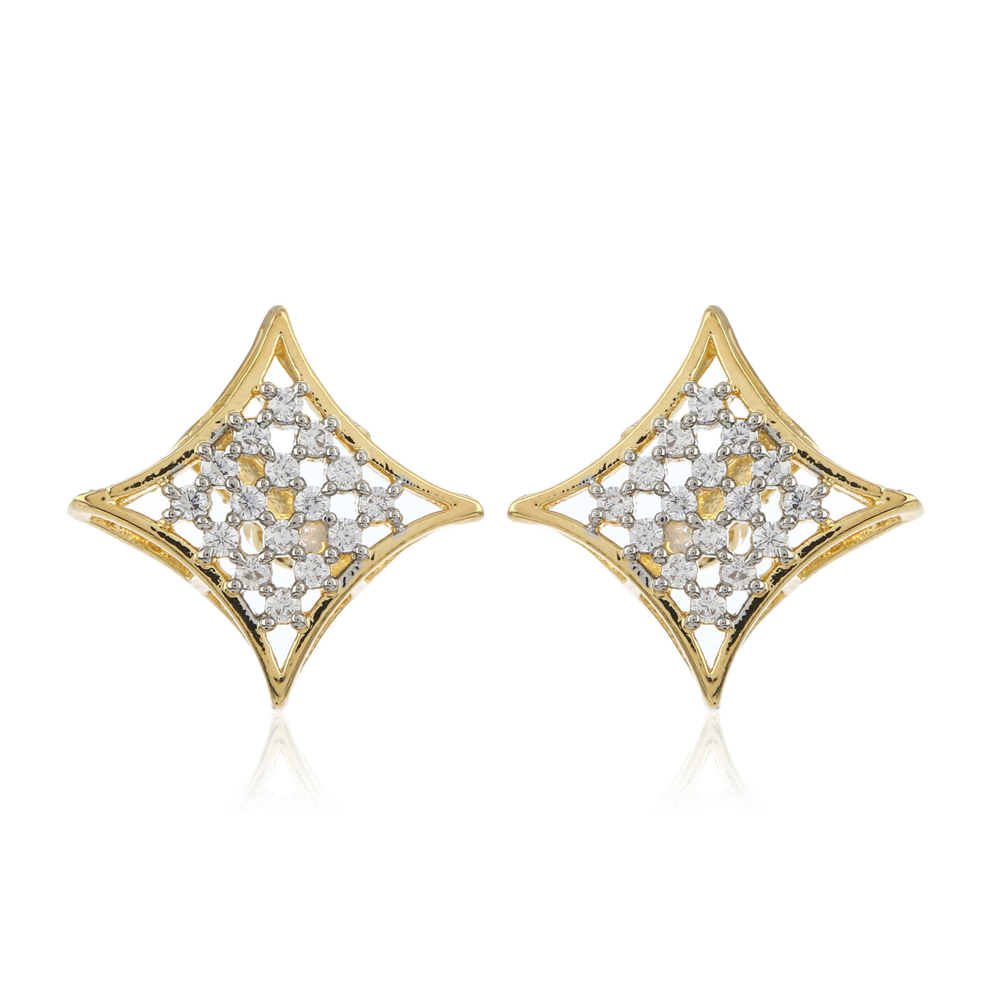 Square Shaped White AD Stone Stud Earrings