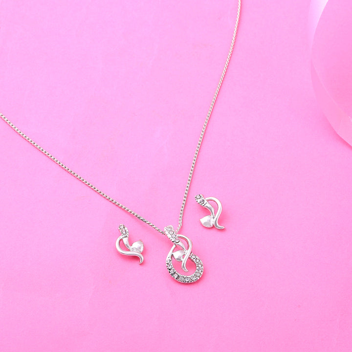 Estele - Lyrical Rhodium plated Pendant Set for Women