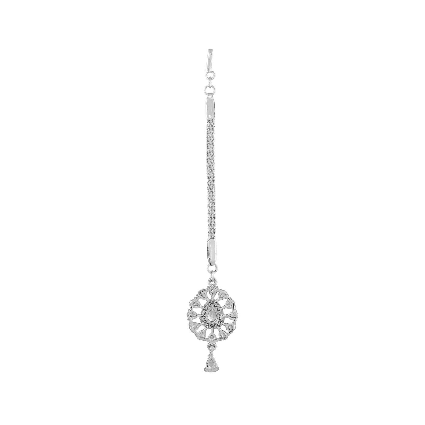 Estele Rhodium Plated CZ Flower Designer Maang Tikka for Women