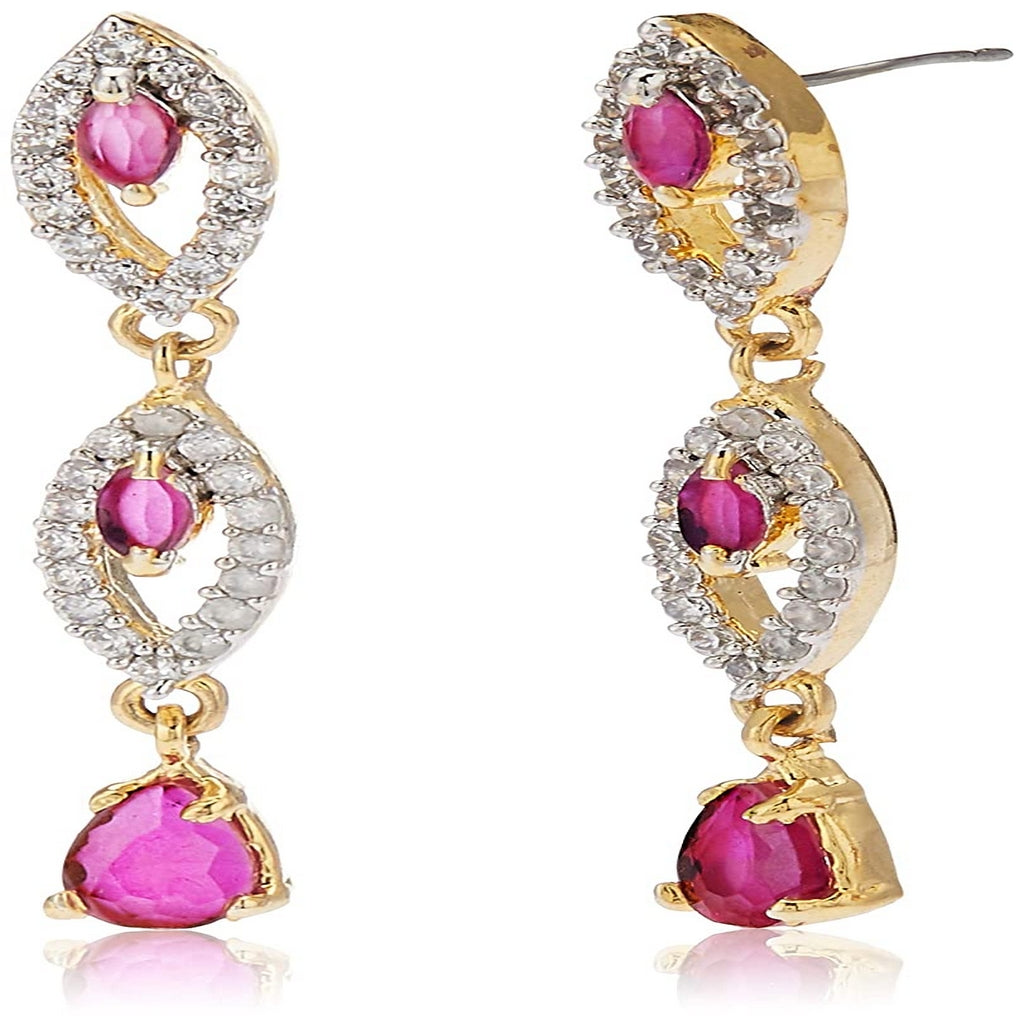 Estele - 24 CT gold plated Pretty Necklace Set for Women with Austrian Crystals and Ruby stones