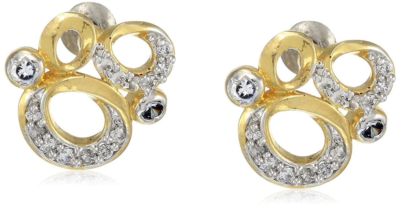 Estele 24 Kt Gold Plated American Diamond Bubbles Stud Earrings for women