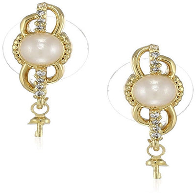 Estele 24 Kt Gold Plated American Diamond Oscillation Drop Earrings for women