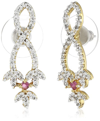 Estele 24 Kt Gold Plated American Diamond Elegant infinity Stud Earrings for women